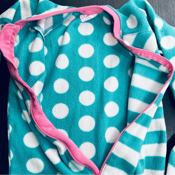 Place Blue and Pink One Piece Footies with Stripes and Polka Dots - Picture 5 of 7